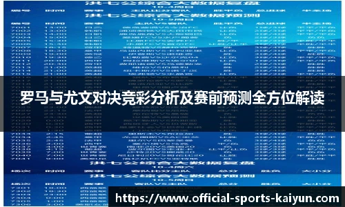 罗马与尤文对决竞彩分析及赛前预测全方位解读
